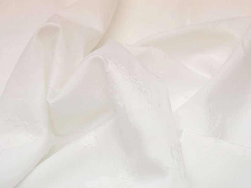 画像1: 播州織　カットジャカード　広幅　ホワイト　花柄