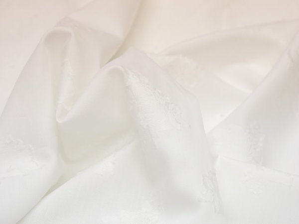 画像1: 播州織　カットジャカード　広幅　ホワイト　花柄 (1)